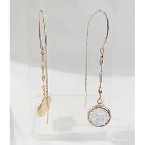 Druzy Chain Thread Drop Dangle Earrings*